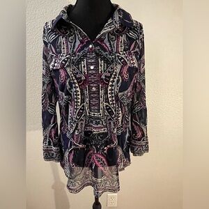 INC International Concepts Paisley Blouse in Pink and Purple